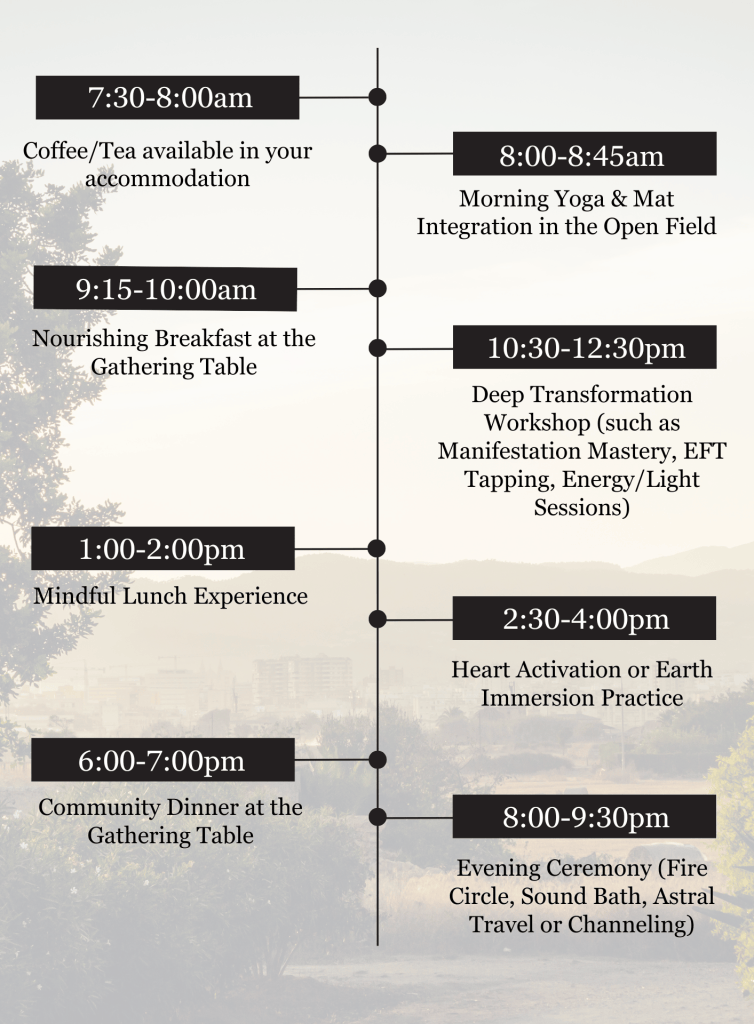 The Next Octave Retreat with Lori Reising daily schedule